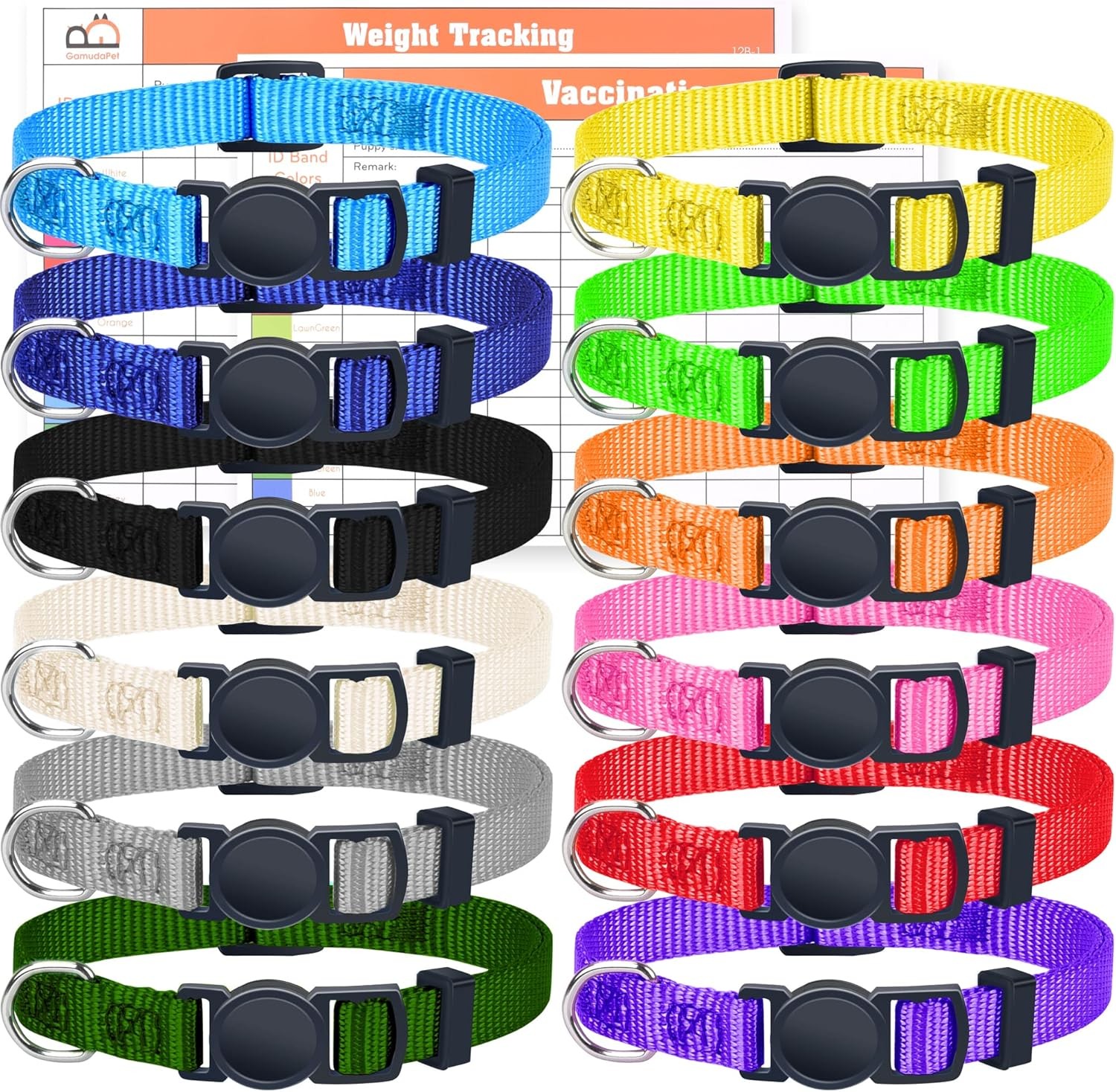 Puppy ID Collars Super Soft Nylon Whelping Set Adjustable Breakaway Litter Pups
