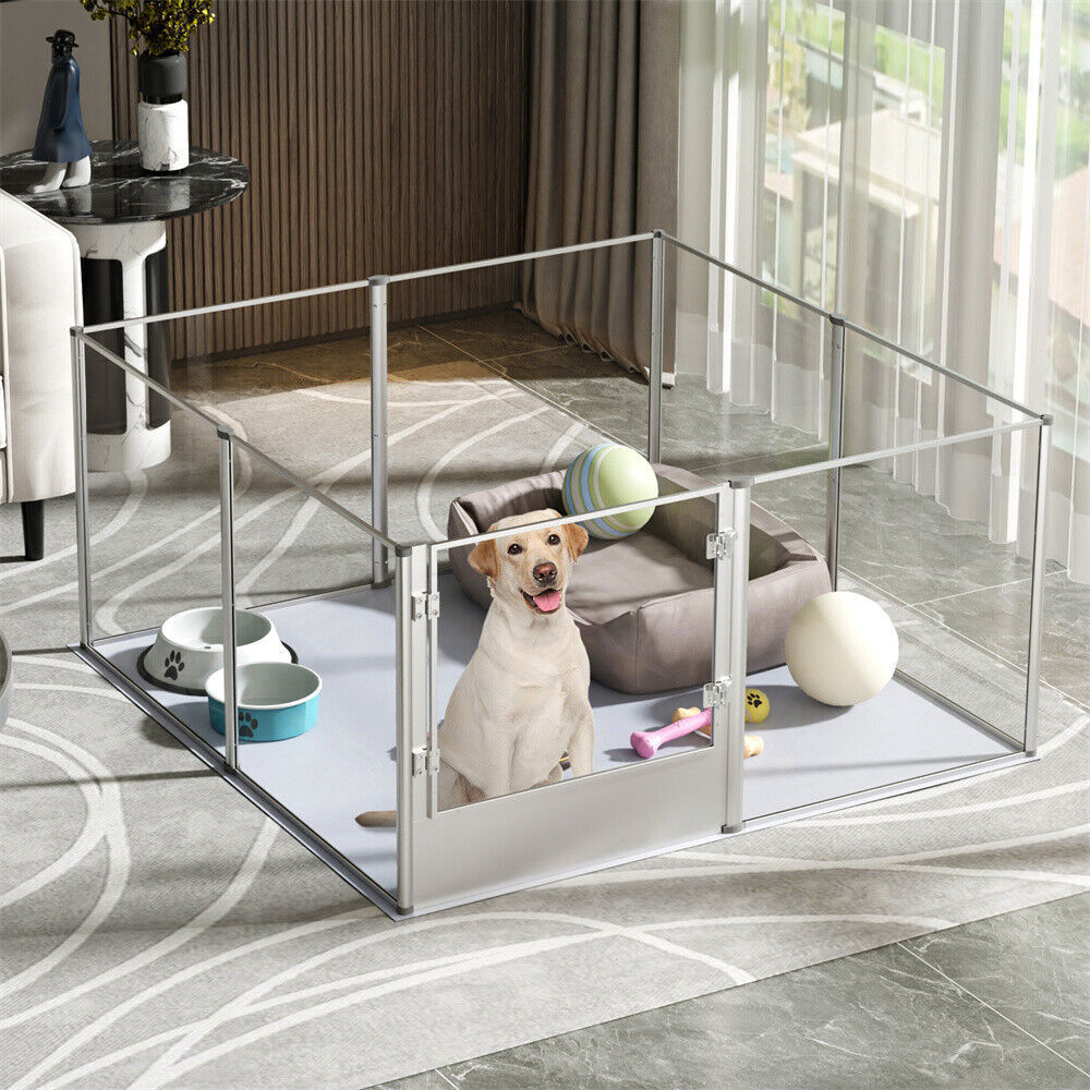 Extra Large Clear Acrylic Dog Playpen Fence Pet Whelping Pen Box Kennel Taller