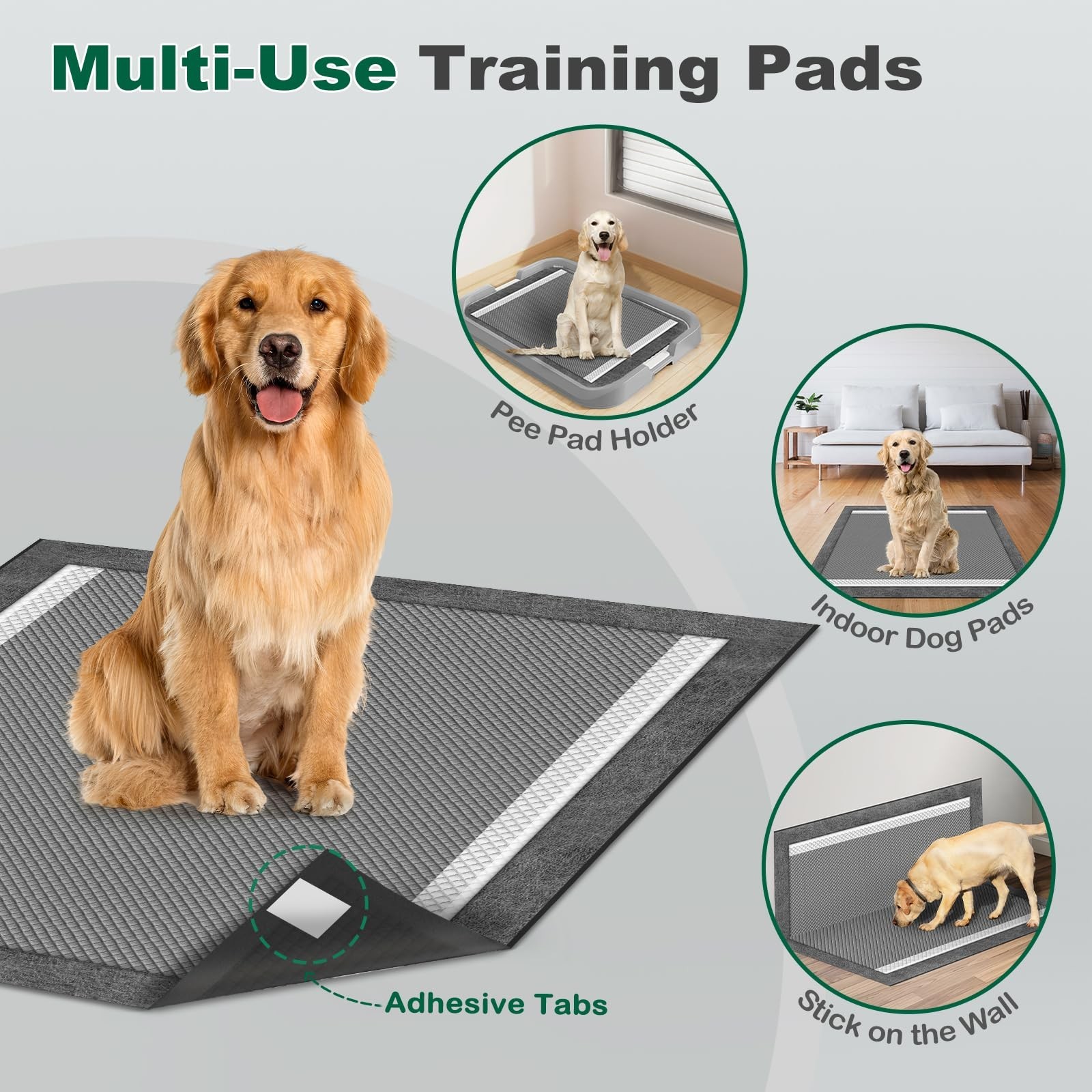 MIZOK Dog Pee Pads Charcoal, 28x30in Large Wee Wee Pads for Dogs, Superior Od…