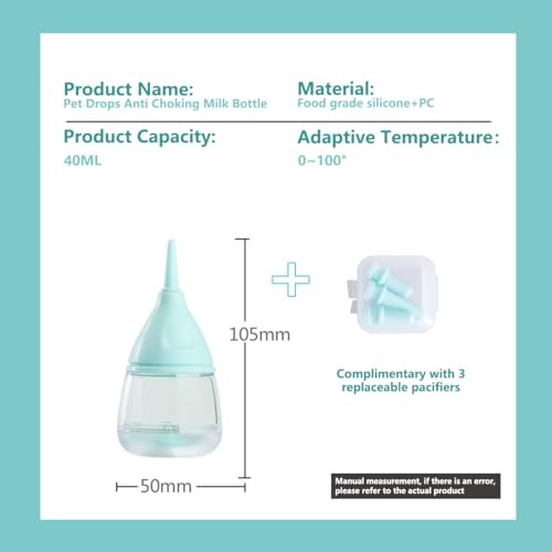 Kitten Bottles for Nursing,Puppy Bottles for Nursing 4 Count (Pack of 1) Blue