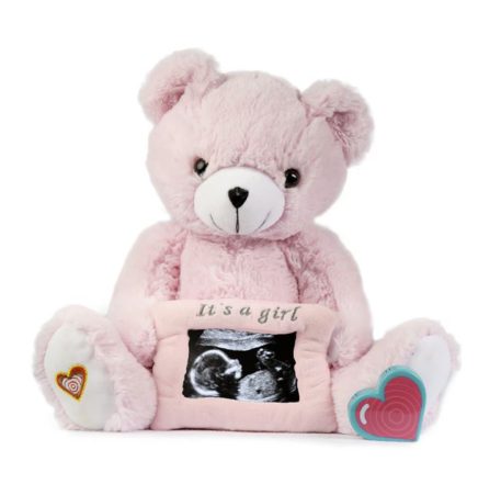 My Baby's Heartbeat Pink Gender Reveal Bear