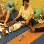 Mom listening in on the birthing class